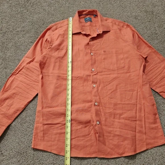 Linen Club Studio Mens Contemporary Fit Linen Cotton Blend Button Up Shirt 42cm - Picture 8 of 10